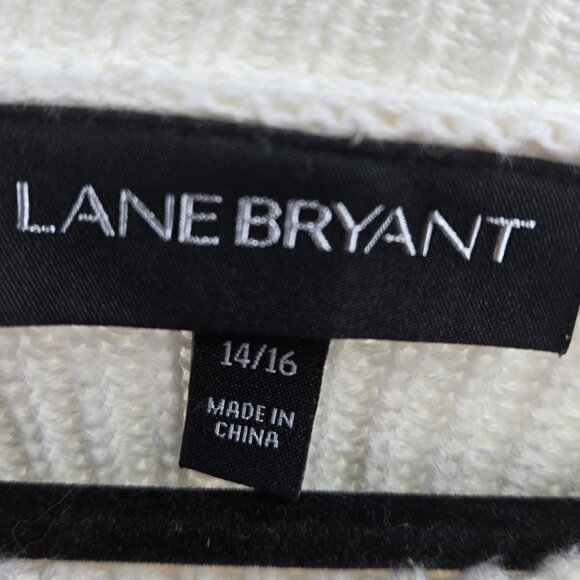 Lane Bryant Ivory Sequin Embellished Beads Pullover Ribbed Sweater 14/16 - Picture 6 of 9